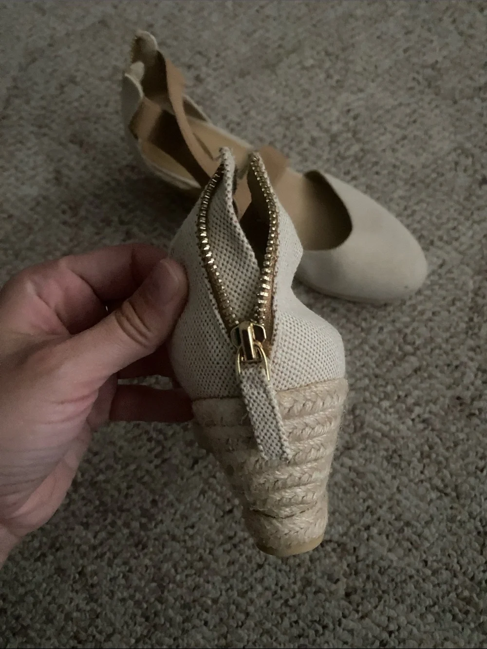 Talbots Cream & Tan Strappy Espadrille Wedge